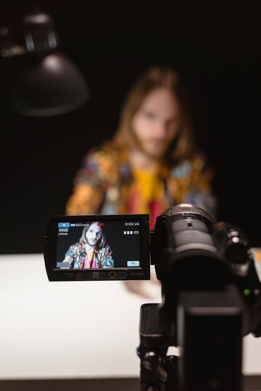 YouTube creator implementing growth hacks with professional video setup