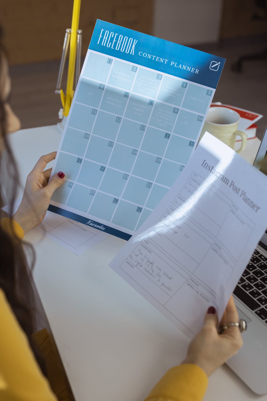 Social media planning templates and content strategy layout