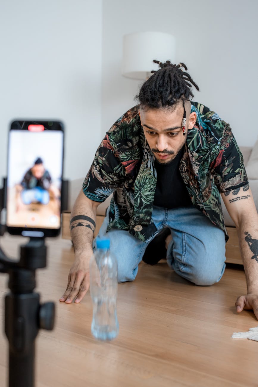 Content creator implementing engagement triggers for social media algorithms