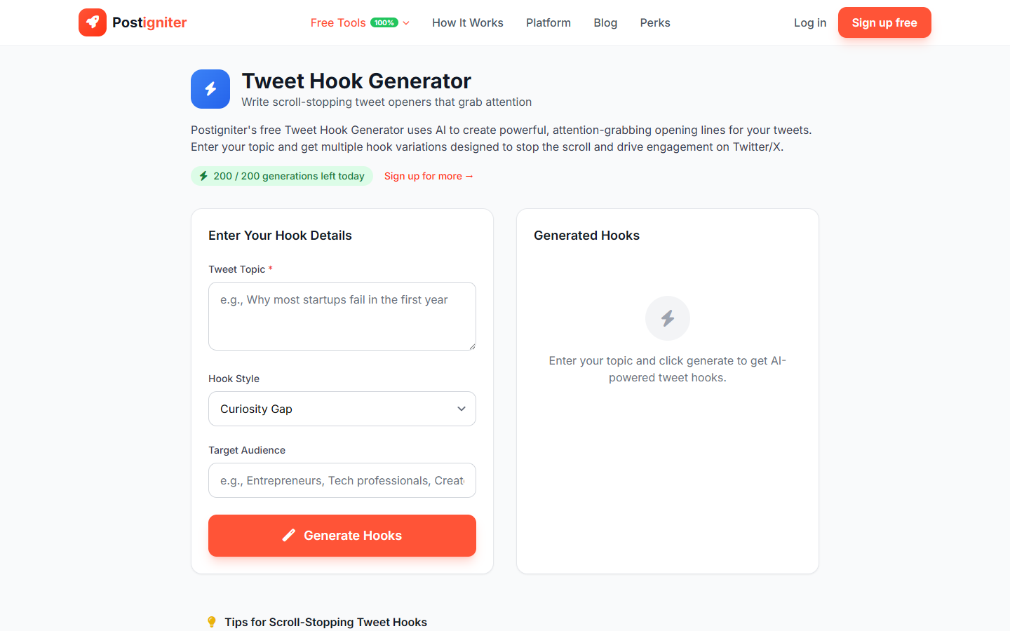 Twitter / X Hook Generator